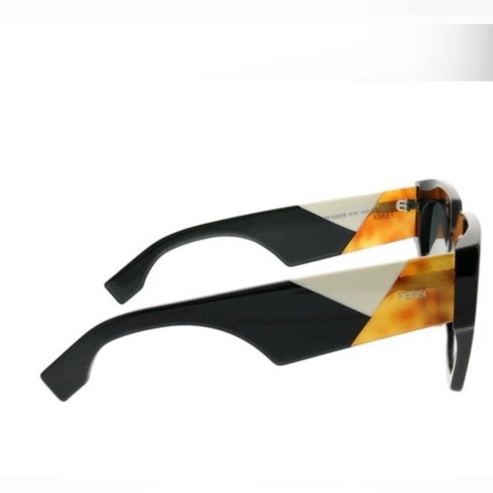 Fendi Black Square Sunglasses with Tortoise, White & Blue Accents - Picture 6 of 11